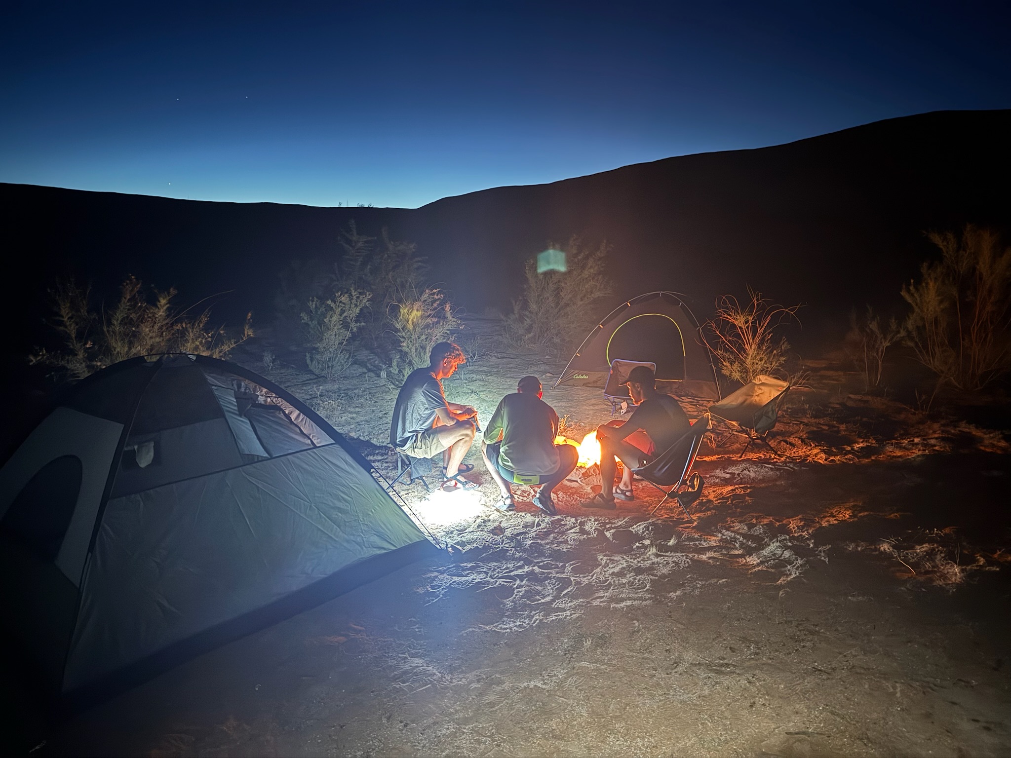 Jackson Kendrick backcountry camping at night in Utah